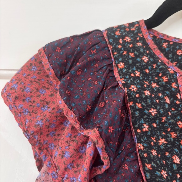 Ulla Johnson Cora Top Auburn Print Size 2 Patchwork Cottage Core Floral Bohemian - Picture 8 of 16